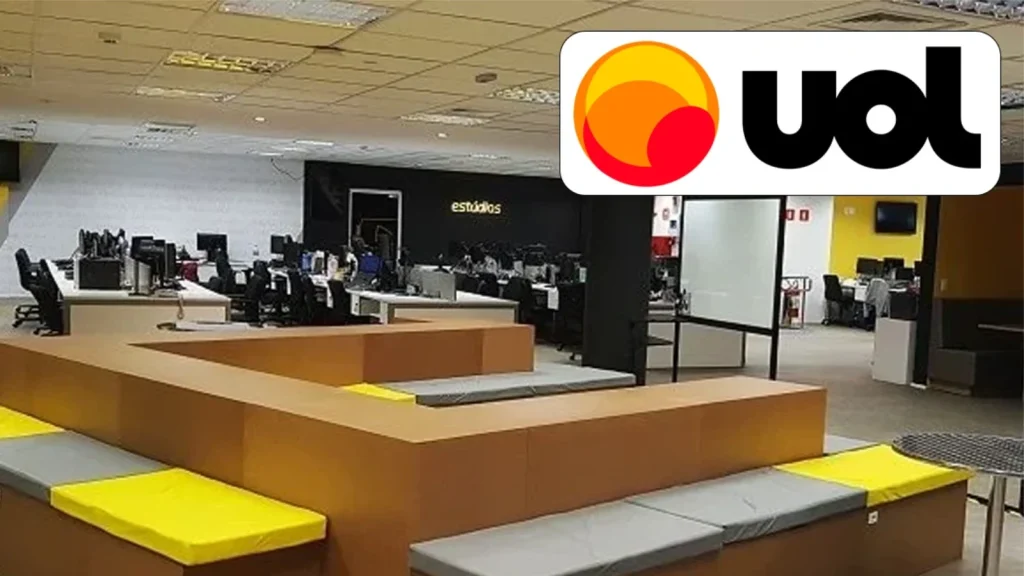 UOL possui vagas para Assistente de Relacionamento e Desenvolvedor no RJ e Home Office 1 uol, escritório, estúdio, logotipo,