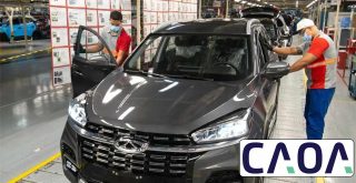 caoa, logotipo, carro, operários,
