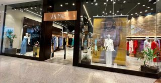 animale, loja, vitrine, manequins, roupas, acessórios, letreiro,
