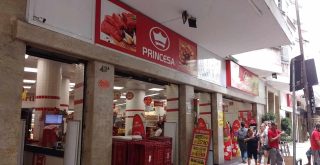 princesa supermercados, loja, letreiro, pessoas,