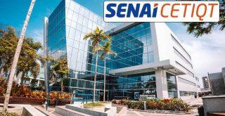 senai cetiq, logotipo, sede, plantas, arbustos,